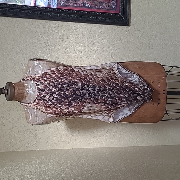 WOMENS GORGEOUS METALLIC SNAKESKIN GOTTEX HALTER SWIMSUIT AND WRAP SKIRT M - Picture 2 of 7